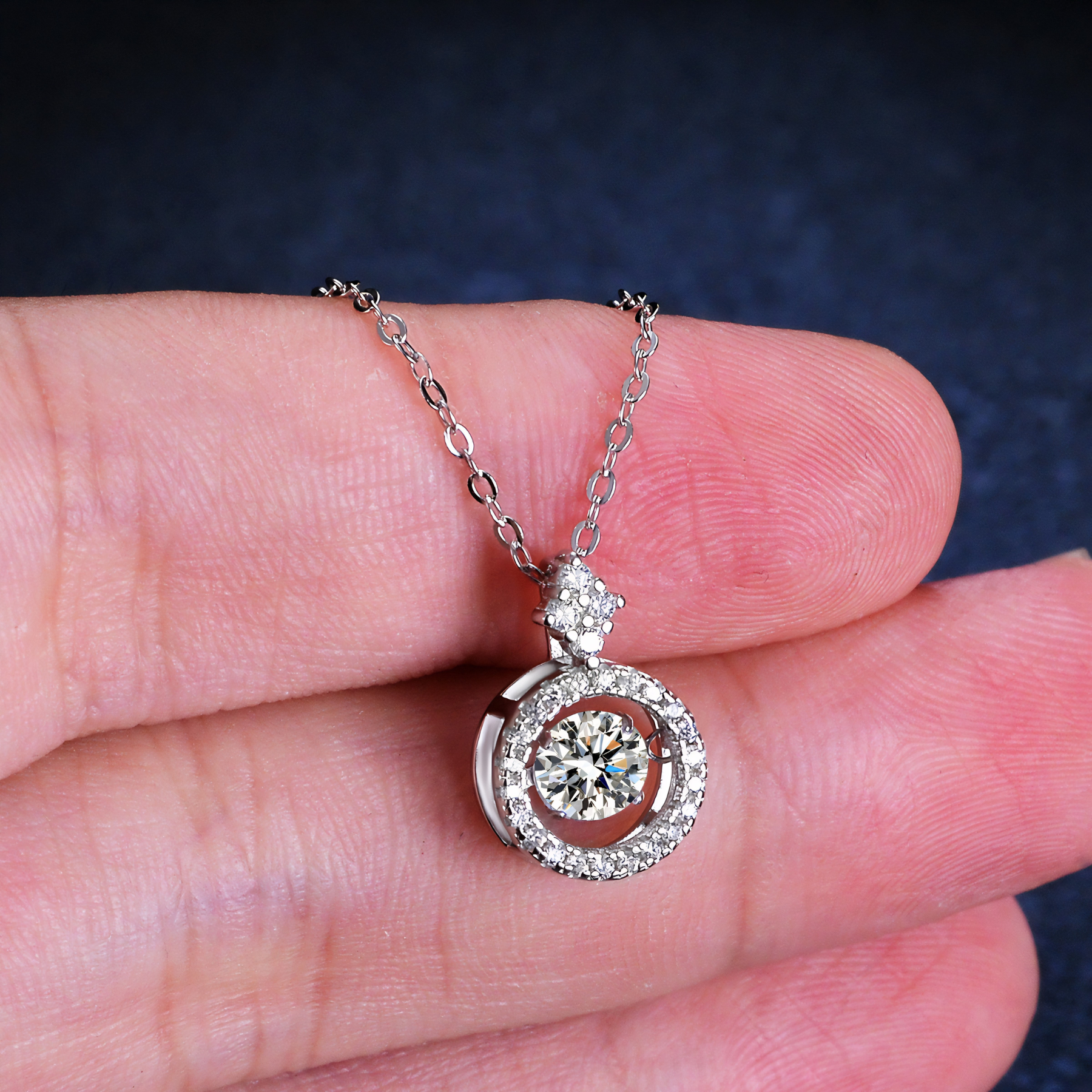 Dancing Moissanite Necklace – Floating Stone Halo | 925 Sterling Silver