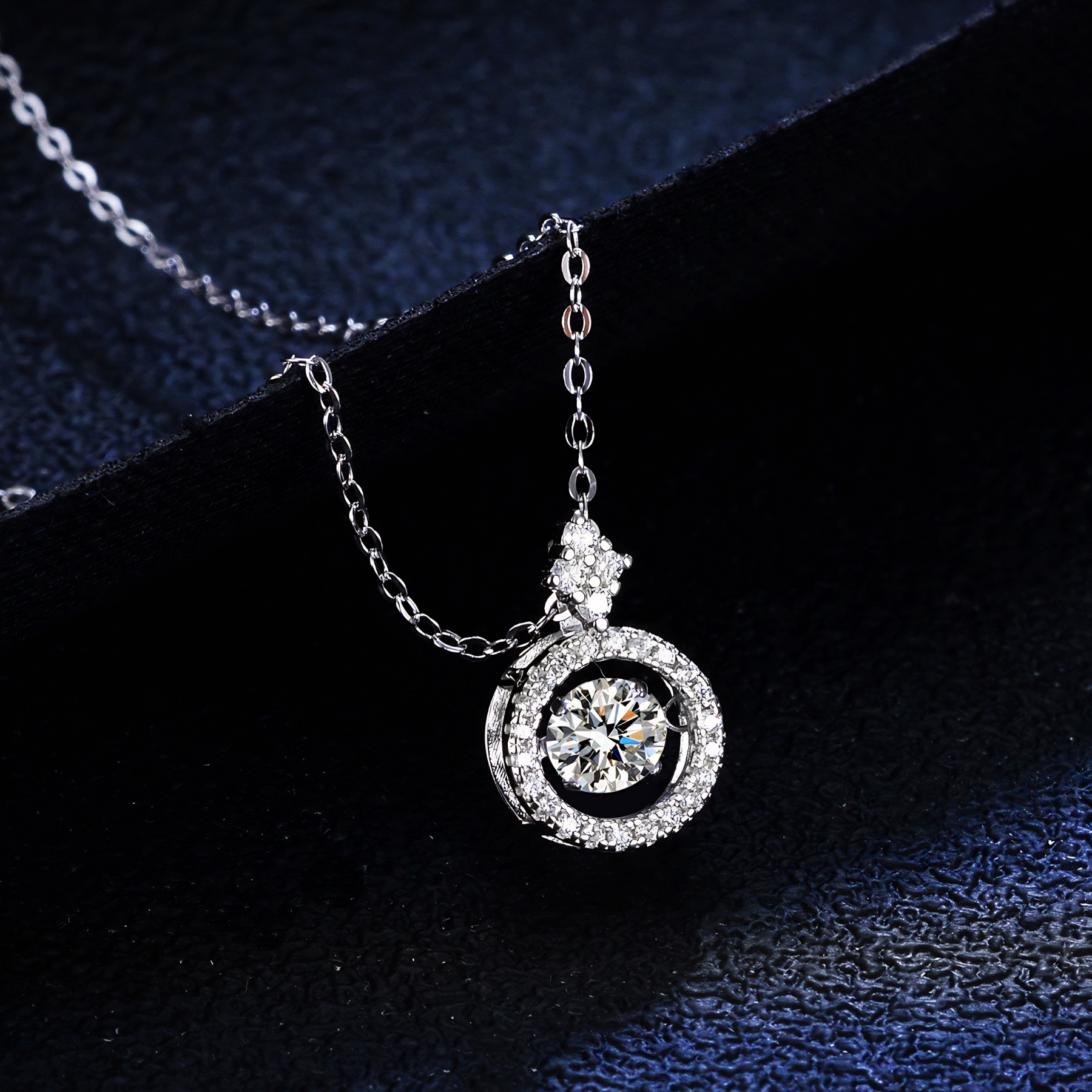 Dancing Moissanite Necklace – Floating Stone Halo | 925 Sterling Silver