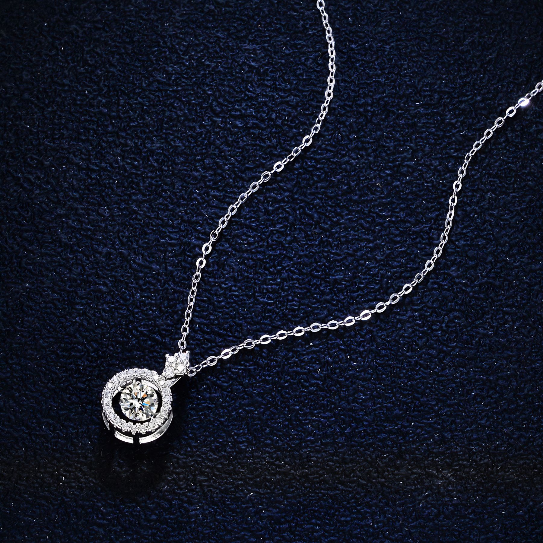 Dancing Moissanite Necklace – Floating Stone Halo | 925 Sterling Silver