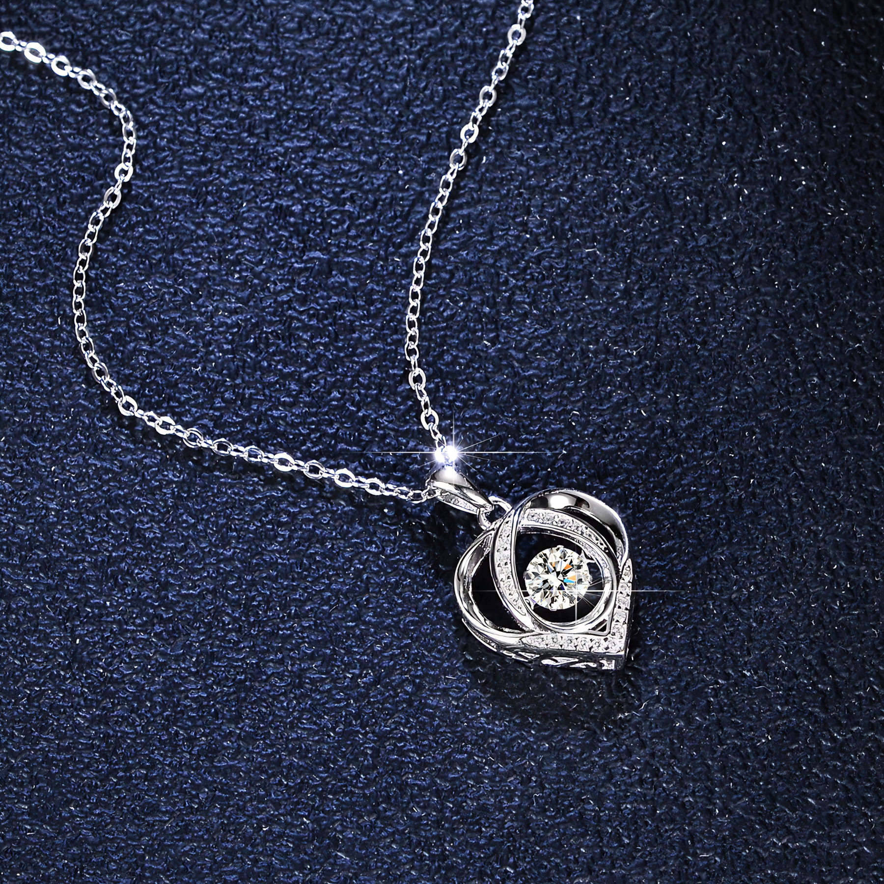Dancing Heart Moissanite Necklace – Double Heart Pendant | 925 Sterling Silver