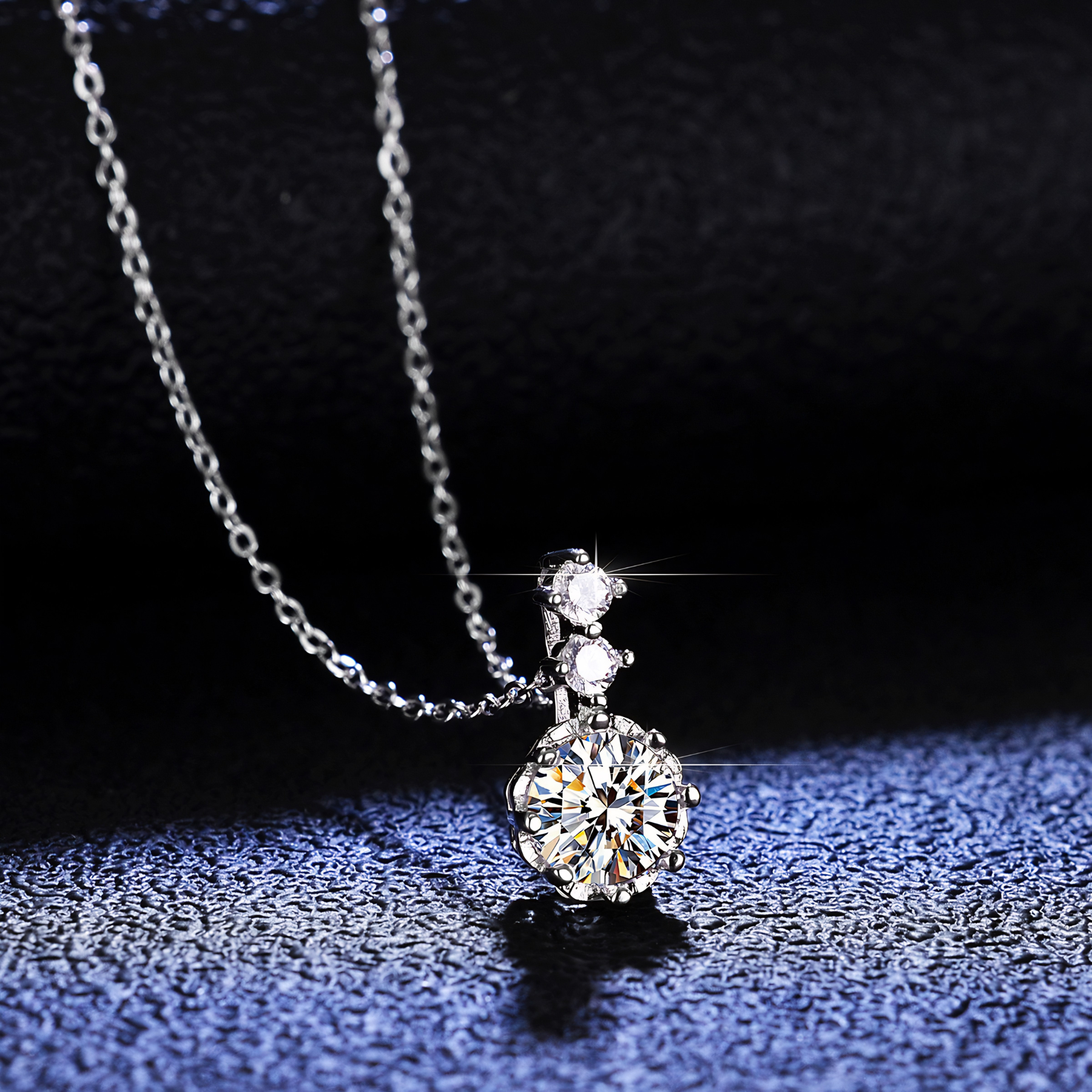 Dainty Drop Moissanite Necklace – Round Pendant with Moissanite Stone | 925 Sterling Silver