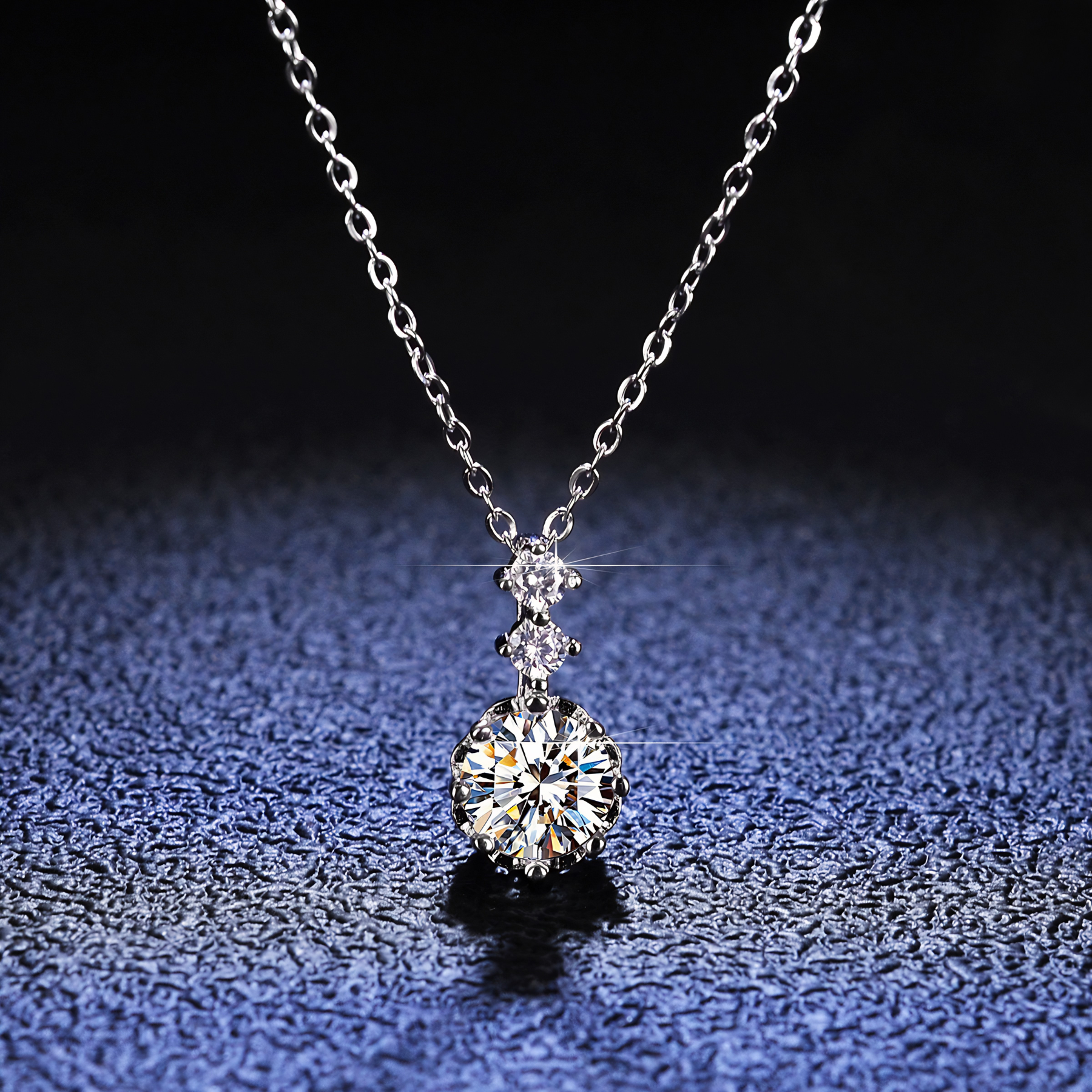 Dainty Drop Moissanite Necklace – Round Pendant with Moissanite Stone | 925 Sterling Silver