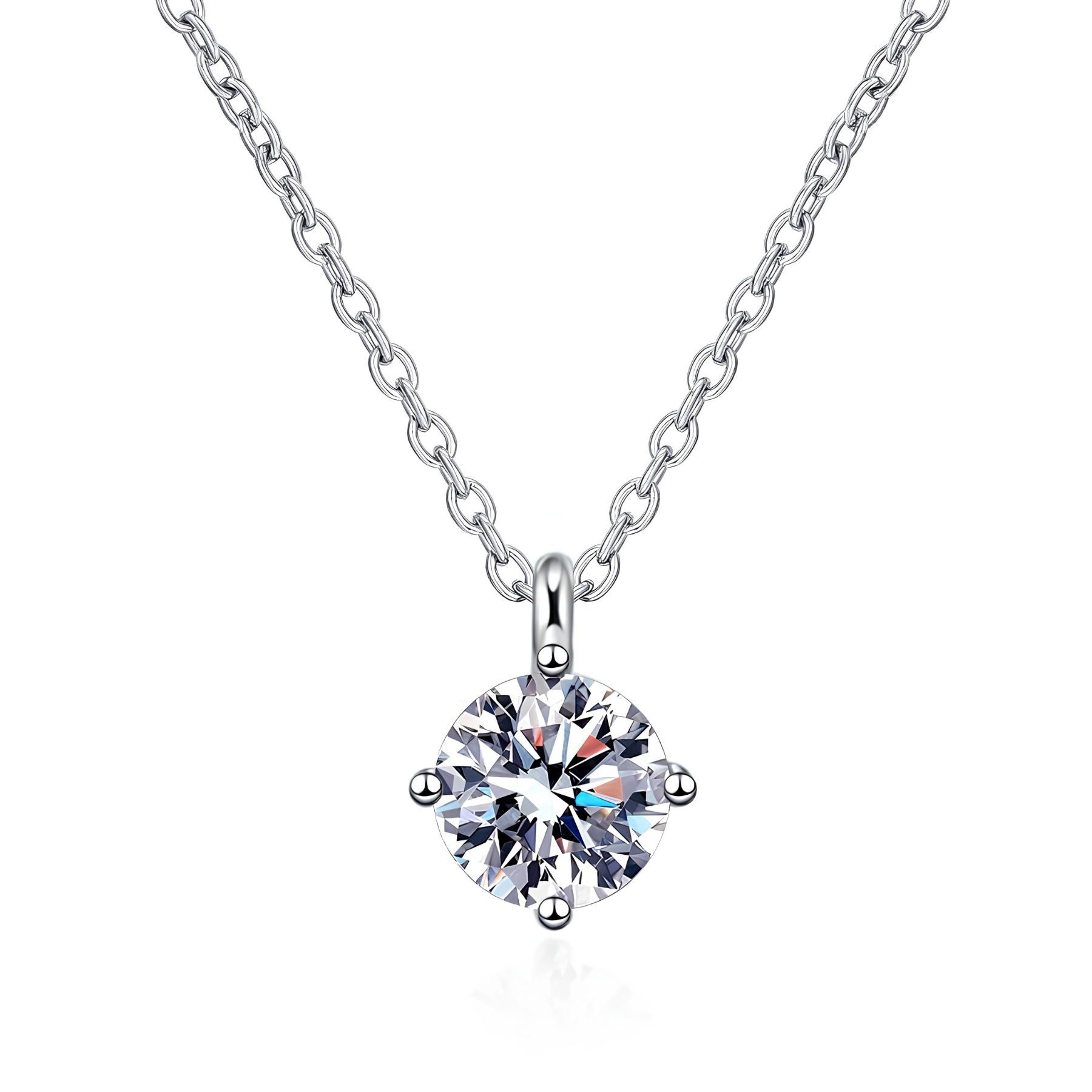 Classic 2CT Moissanite Pendant Necklace – 925 Sterling Silver