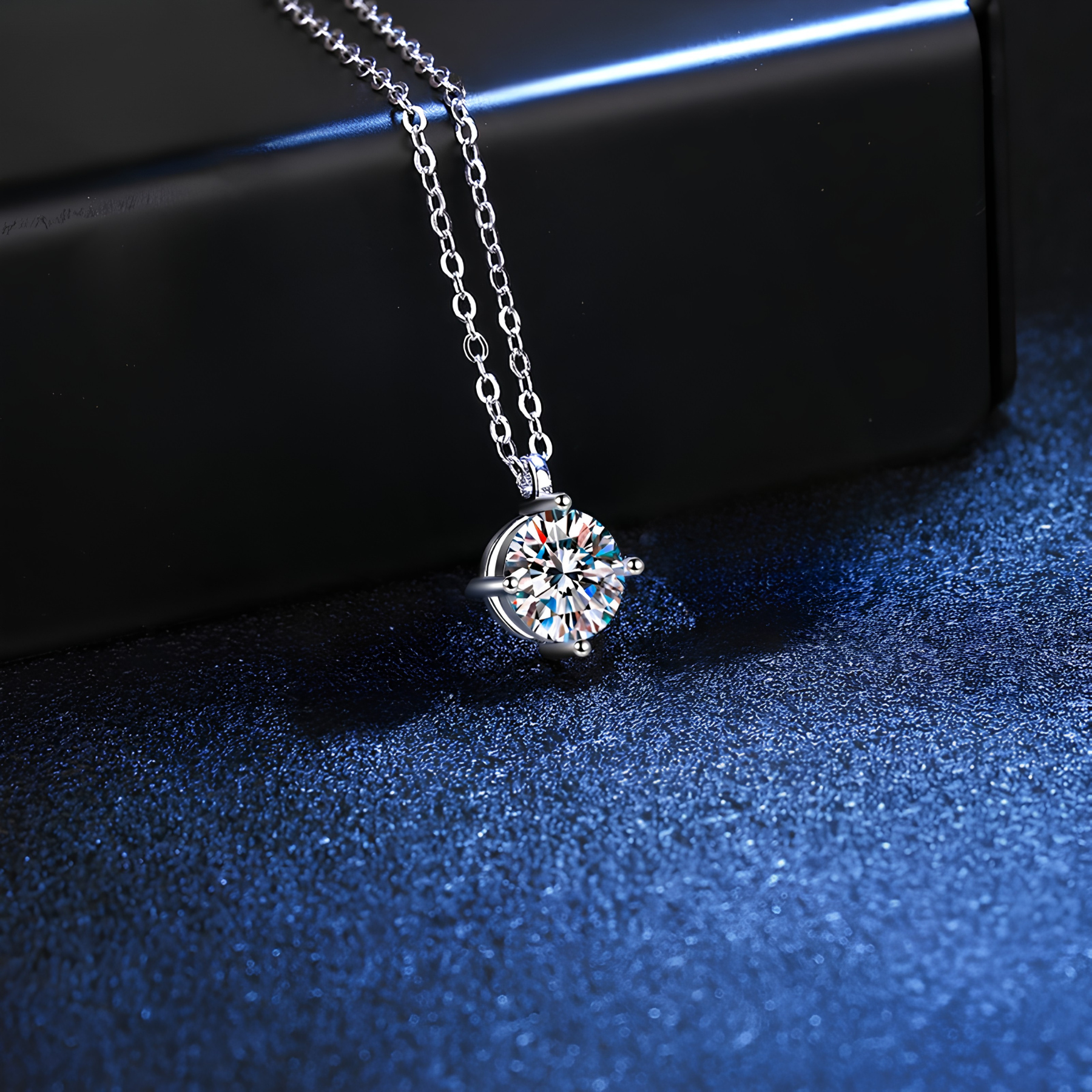 Classic 2CT Moissanite Pendant Necklace – 925 Sterling Silver