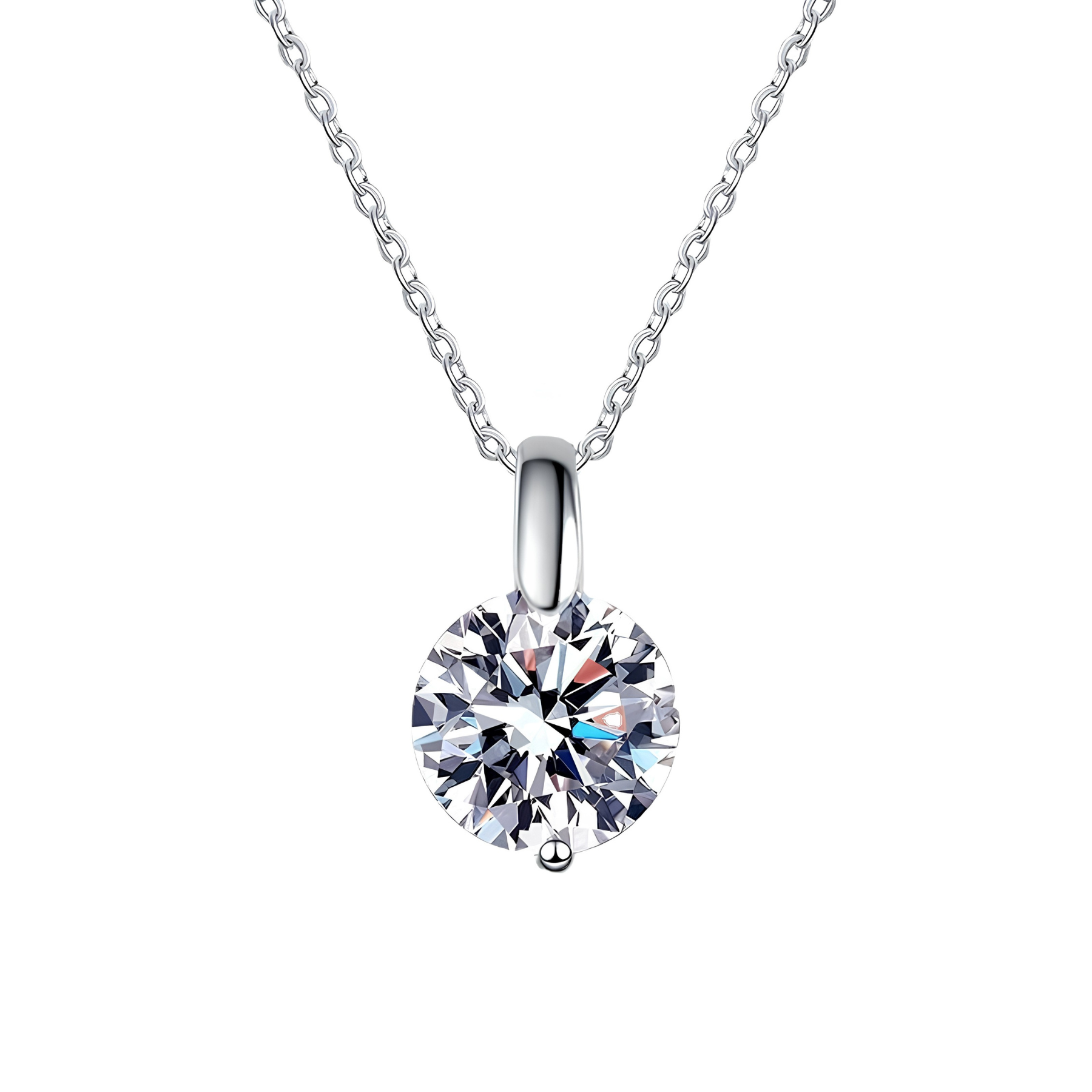 Classic 1CT Moissanite Pendant Necklace – 925 Sterling Silver