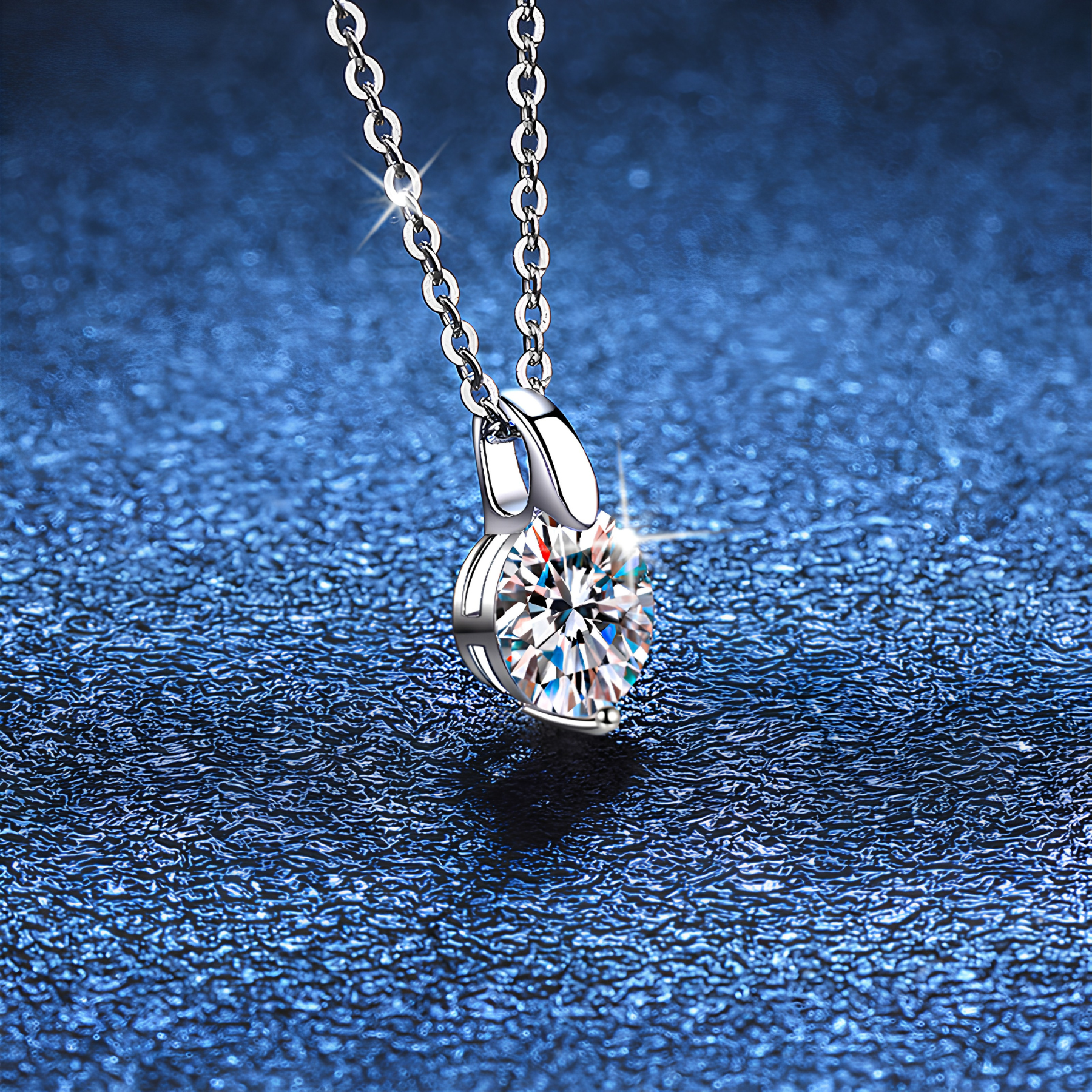 Classic 1CT Moissanite Pendant Necklace – 925 Sterling Silver