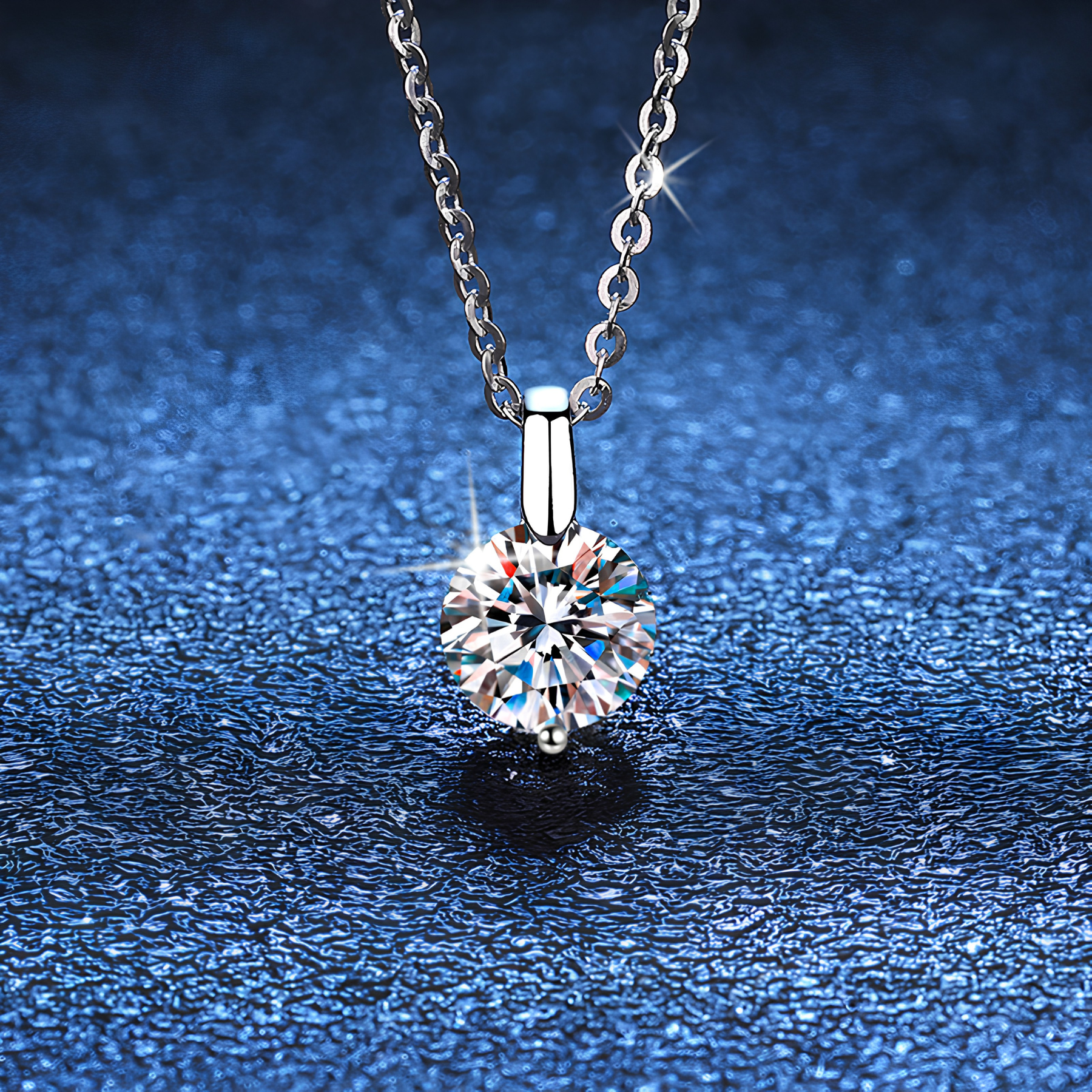 Classic 1CT Moissanite Pendant Necklace – 925 Sterling Silver