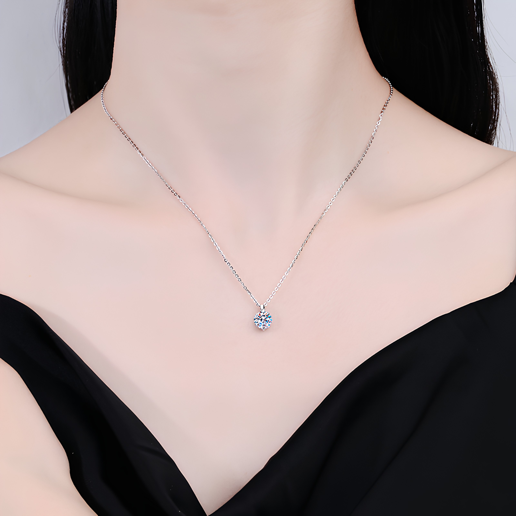 Classic 1CT Moissanite Pendant Necklace – 925 Sterling Silver