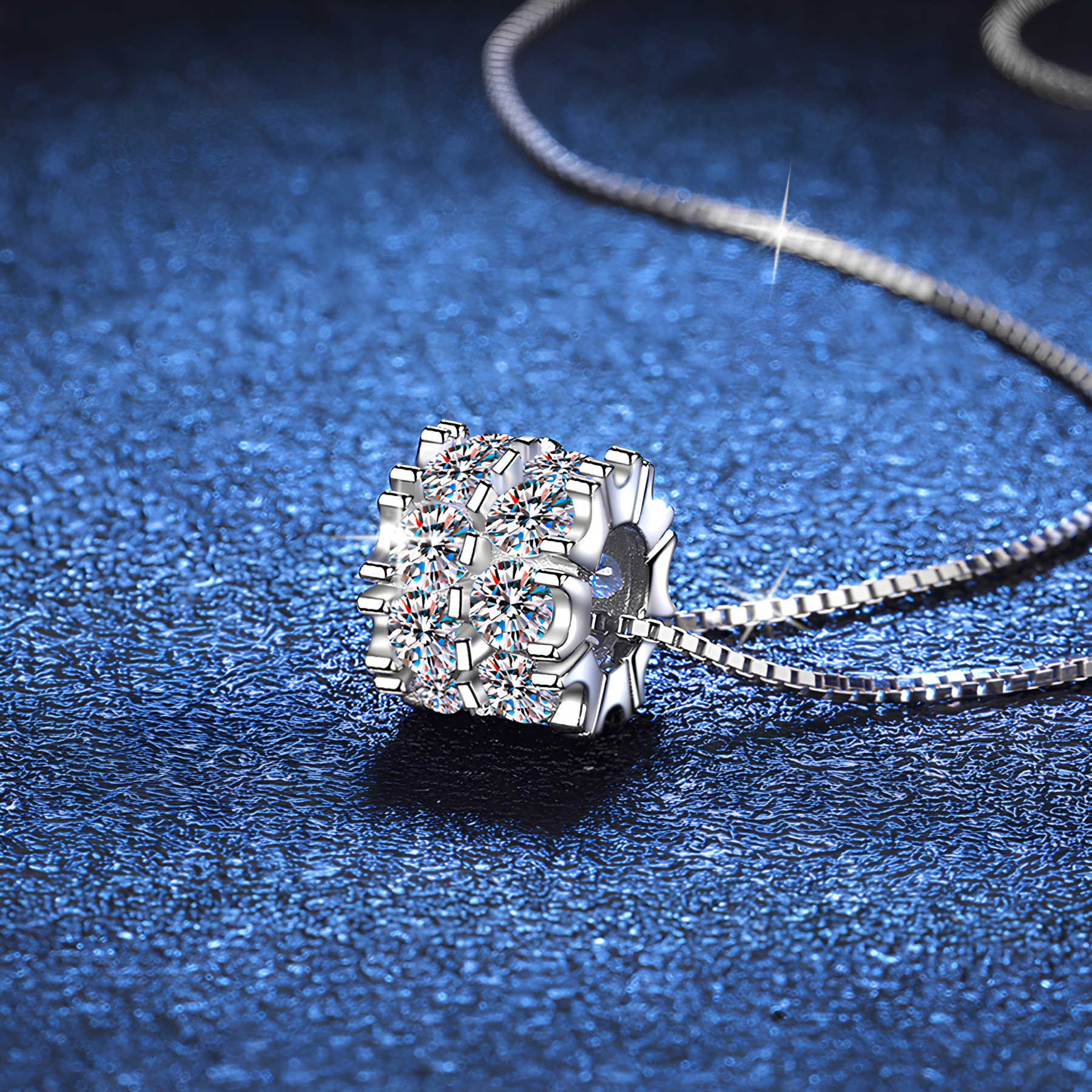 Double Row Cluster Moissanite Pendant Necklace – 1.6CT, 925 Sterling Silver