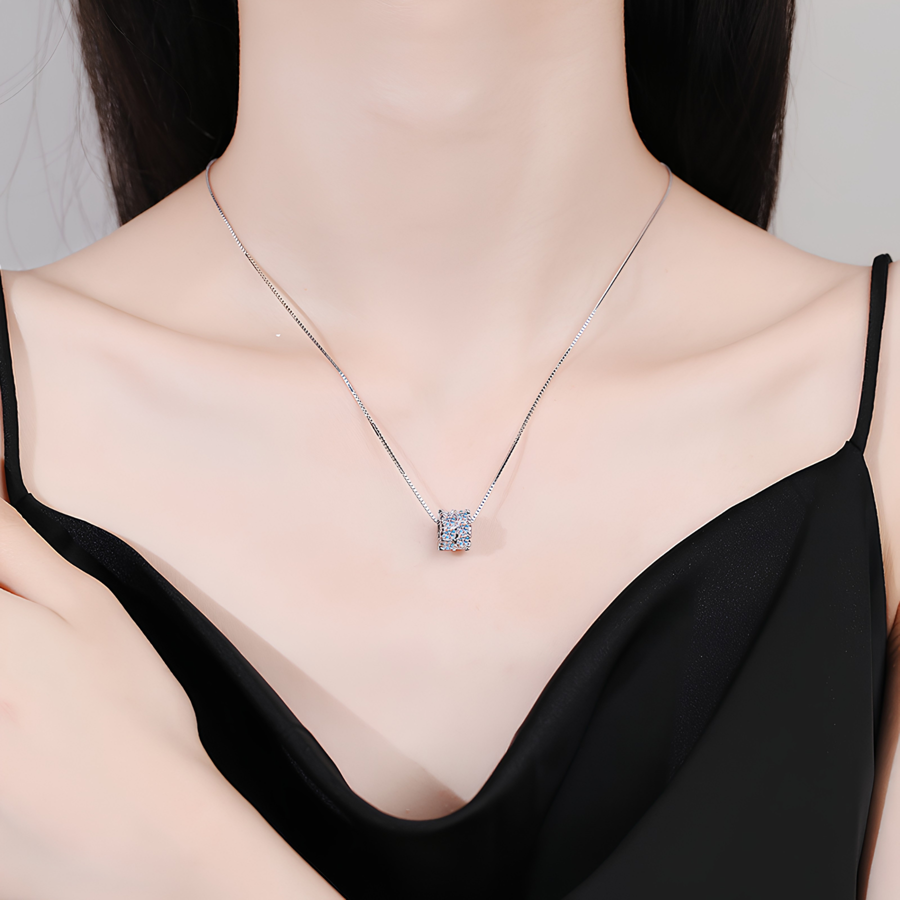 Double Row Cluster Moissanite Pendant Necklace – 1.6CT, 925 Sterling Silver