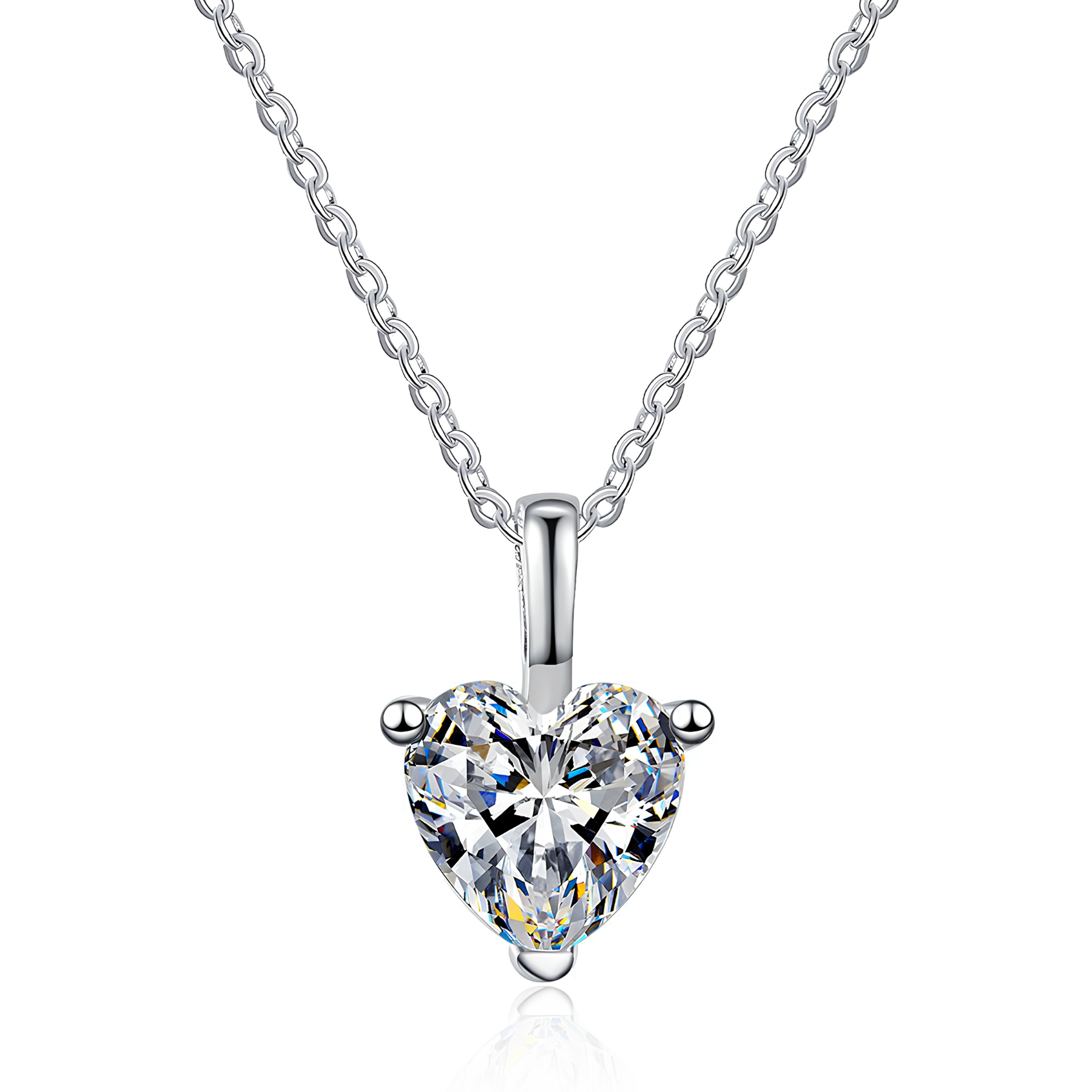 Heart Moissanite Pendant Necklace – 1CT, 925 Sterling Silver