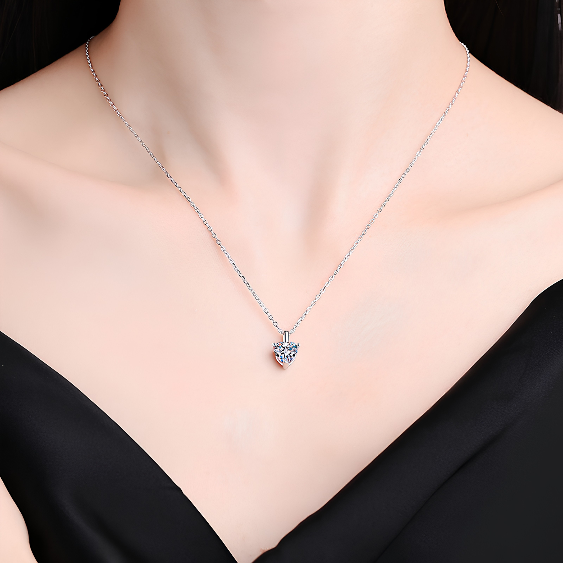 Heart Moissanite Pendant Necklace – 1 Carat | 925 Sterling Silver