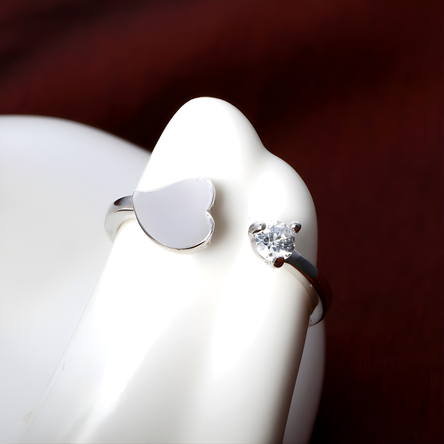 Open Heart Adjustable Ring – 925 Sterling Silver