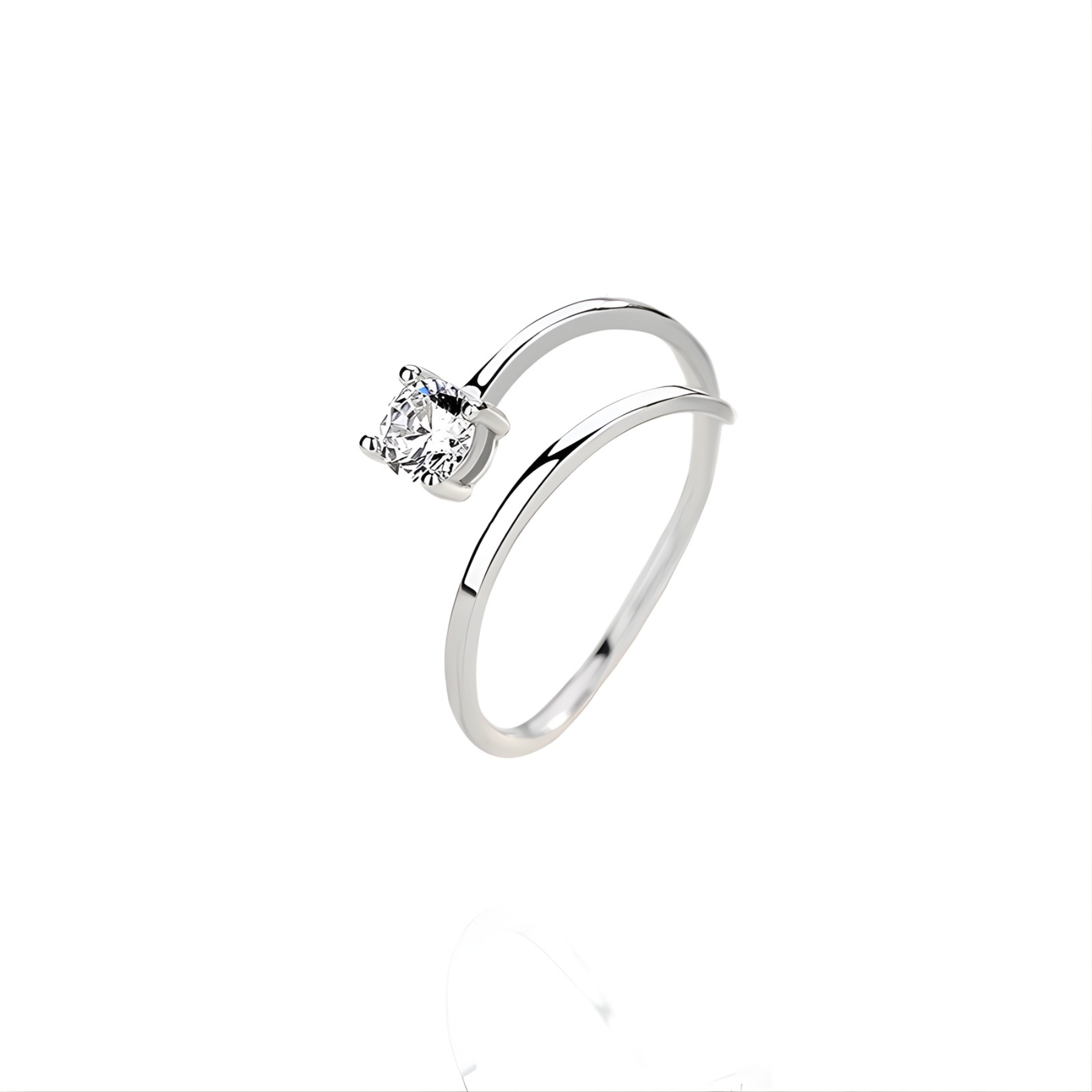 Dainty Solitaire Adjustable Ring – 925 Sterling Silver