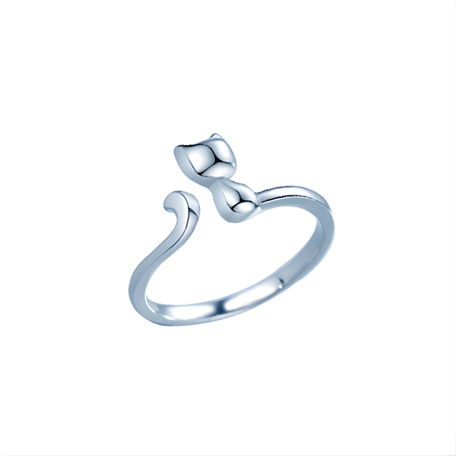 Cute Cat Adjustable Silver Ring – 925 Sterling Silver