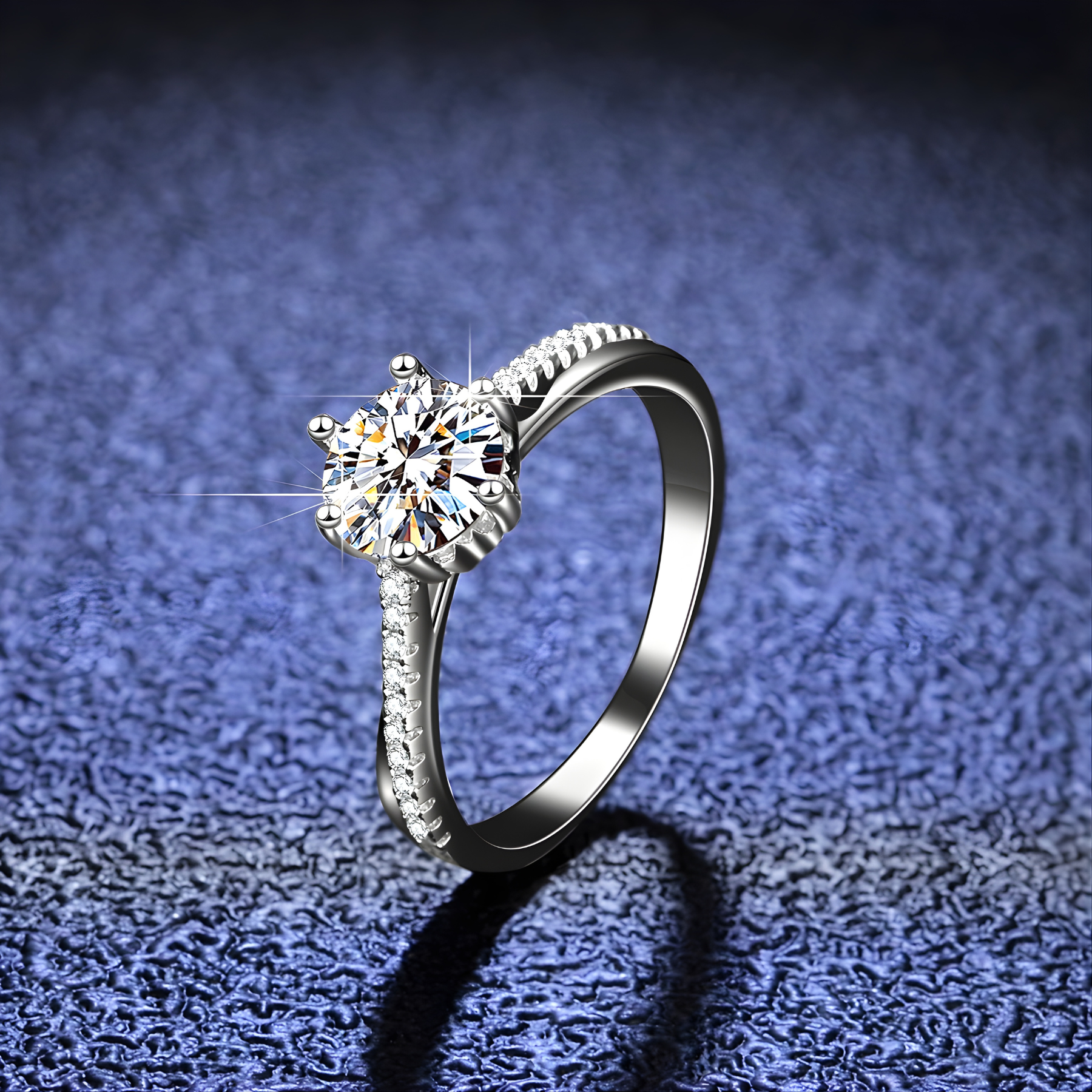 1 Carat D Color Moissanite Classic Pavé Engagement Ring – S925