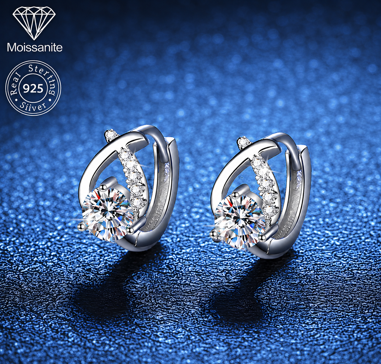 Twist Halo Moissanite Hoop Earrings – 0.5 CARAT | 925 Sterling Silver