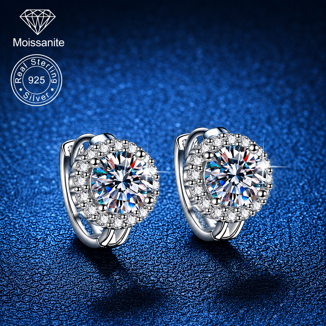 Elegant VVS Radiant Halo Moissanite Stud Earrings for Adults, 8 mm-1.0 ct D/VVS Center, 925 Sterling Silver Anniversary Jewelry
