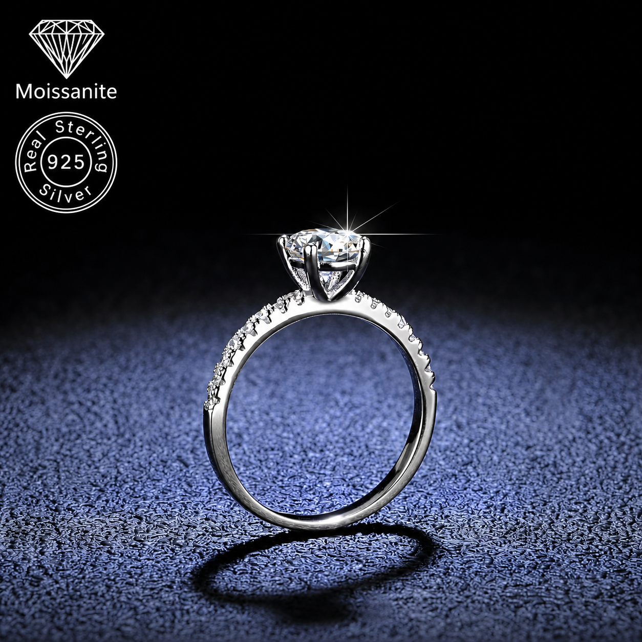 Female VVS Round Cut Pavé Moissanite Engagement Ring - 1 ct, 2ct, 3 CARAT - 925 Sterling Silver