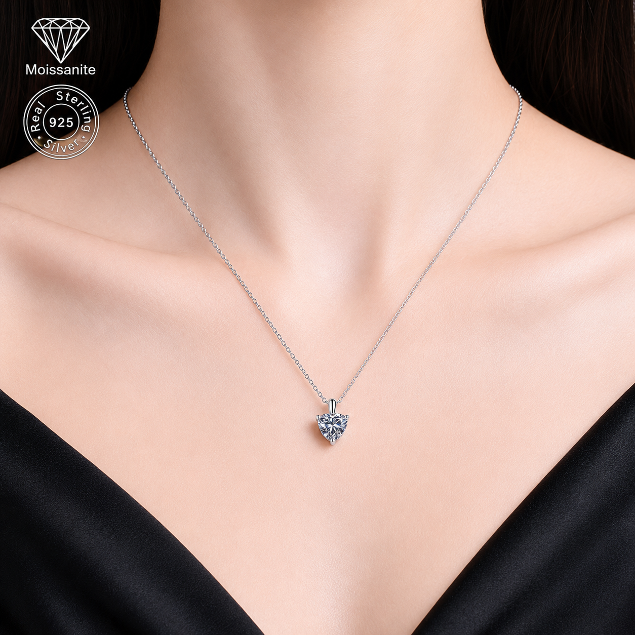 Heart Moissanite Pendant Necklace – 1 Carat | 925 Sterling Silver