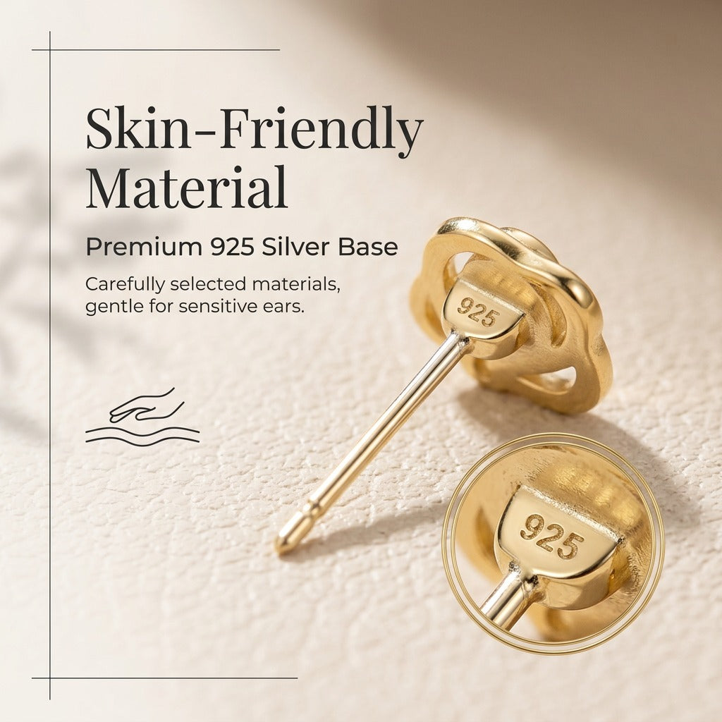 Rose Stud Earrings for Women, 925 Sterling Silver, Hypoallergenic Floral Earrings, Elegant Everyday Jewelry