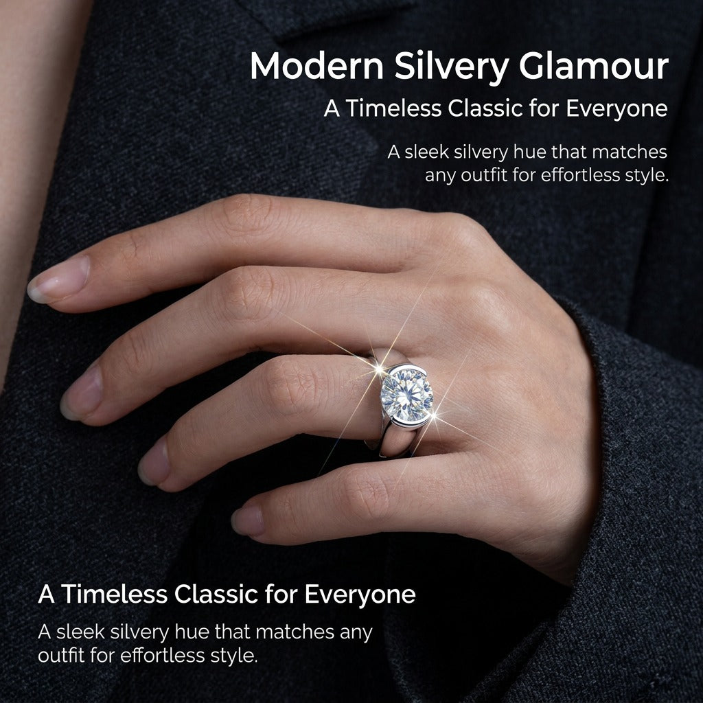 2 Carat Round Moissanite Engagement Ring for Women, 925 Sterling Silver Solitaire Ring, Classic Wedding & Anniversary Fine Jewelry