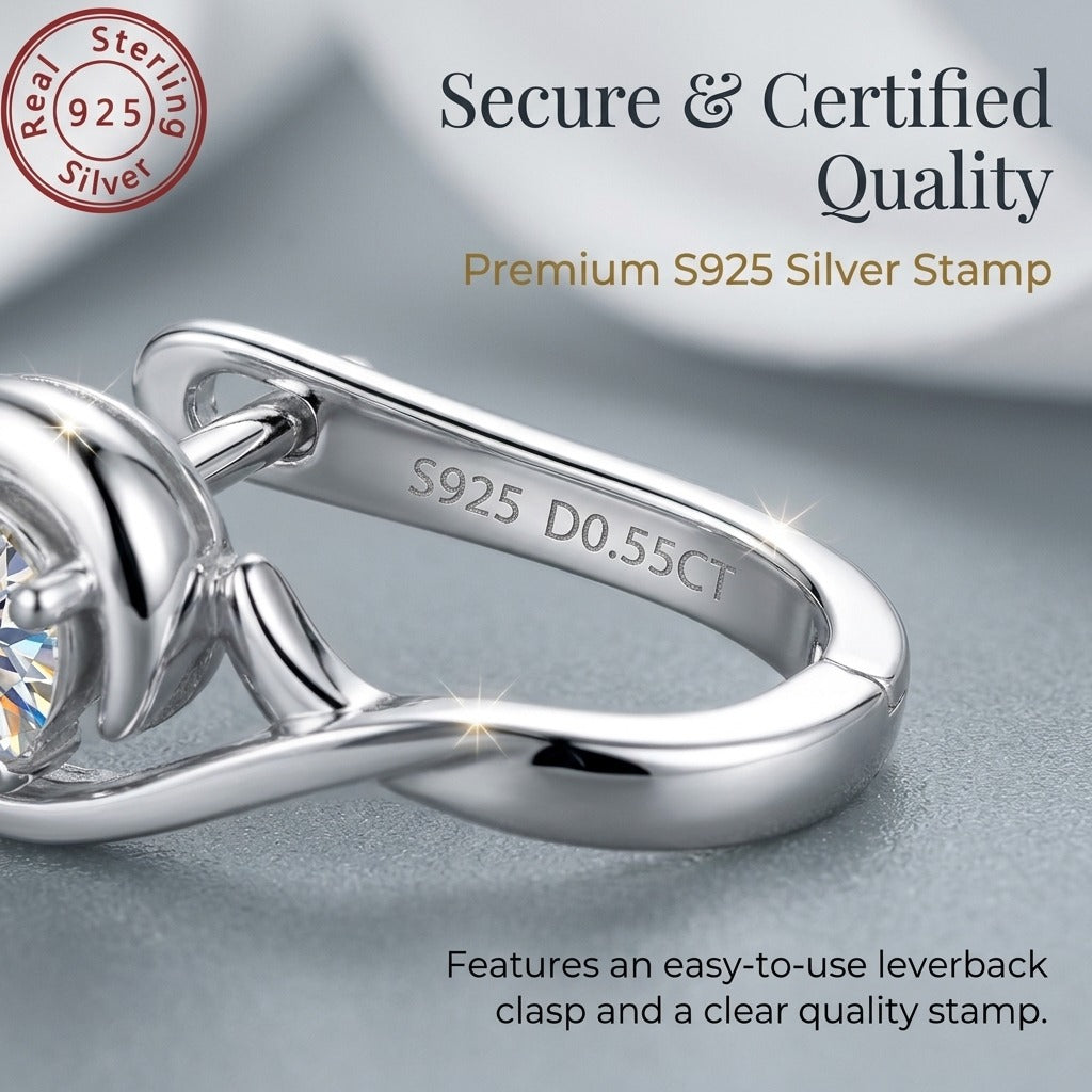 Rose Moissanite Earrings for Women, 925 Sterling Silver Flower Earrings, 1.10CTW Round Cut Moissanite, Elegant Fine Jewelry Gift