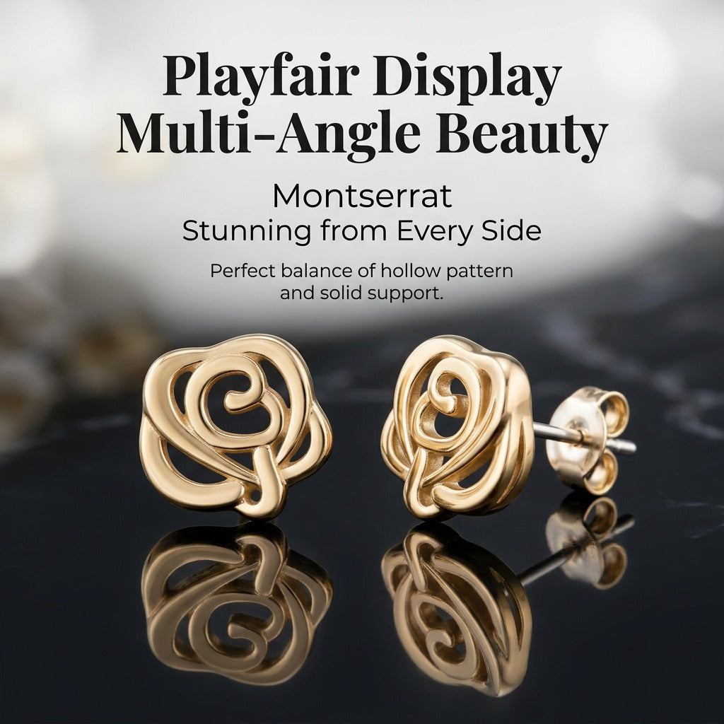 Rose Stud Earrings for Women, 925 Sterling Silver, Hypoallergenic Floral Earrings, Elegant Everyday Jewelry