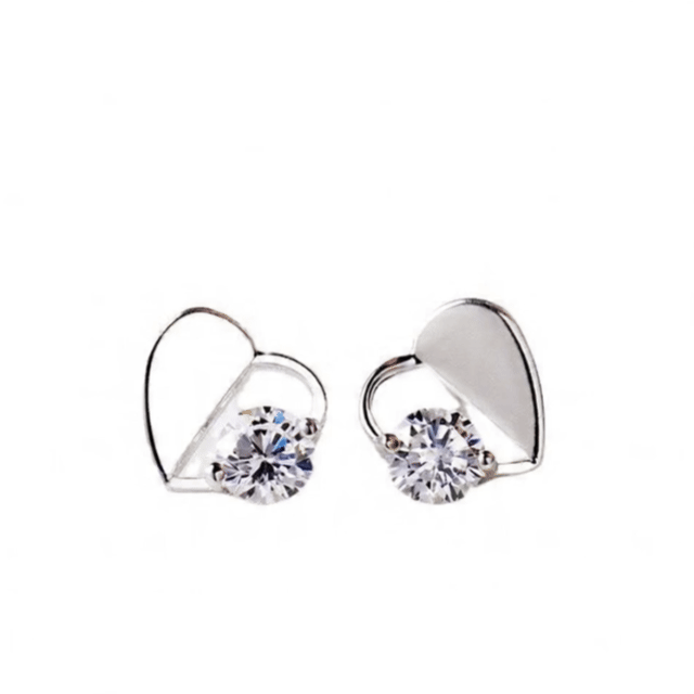 Heart CZ Stud Earrings – 925 Sterling Silver