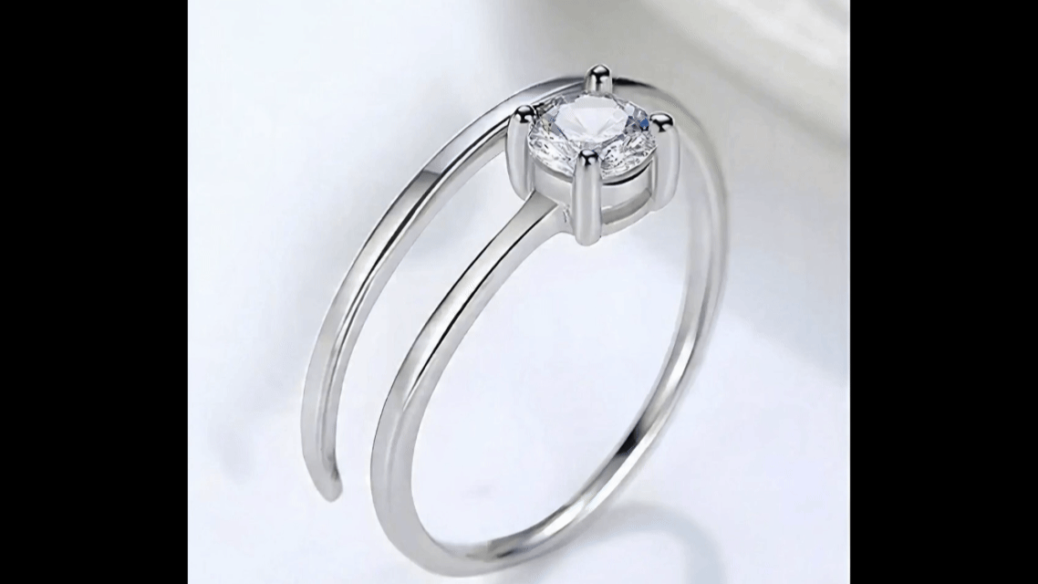 Dainty Solitaire Adjustable Ring – 925 Sterling Silver