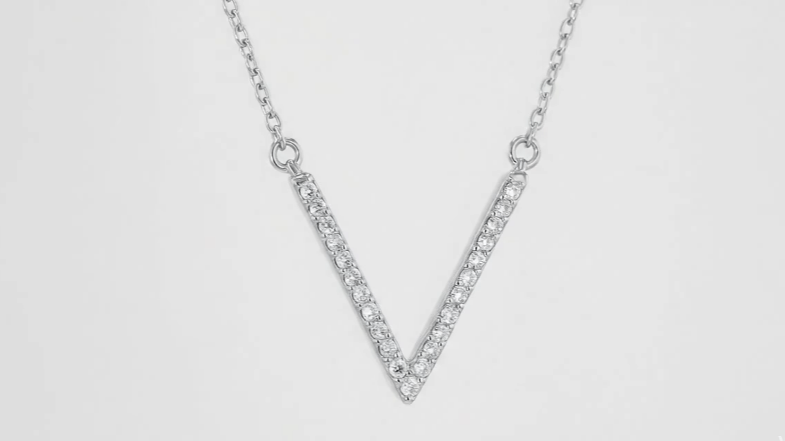 Geometric V Pendant Necklace – 925 Sterling Silver