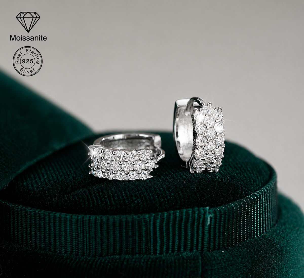 Cluster Pavé Moissanite Hoop Earrings-0.3 Carat | 925 Sterling Silver