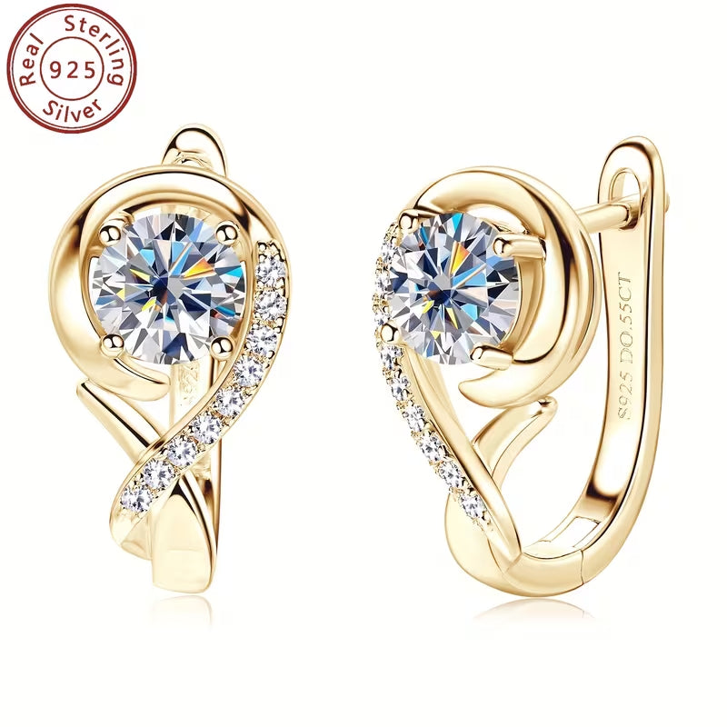 Rose Moissanite Earrings for Women, 925 Sterling Silver Flower Earrings, 1.10CTW Round Cut Moissanite, Elegant Fine Jewelry Gift