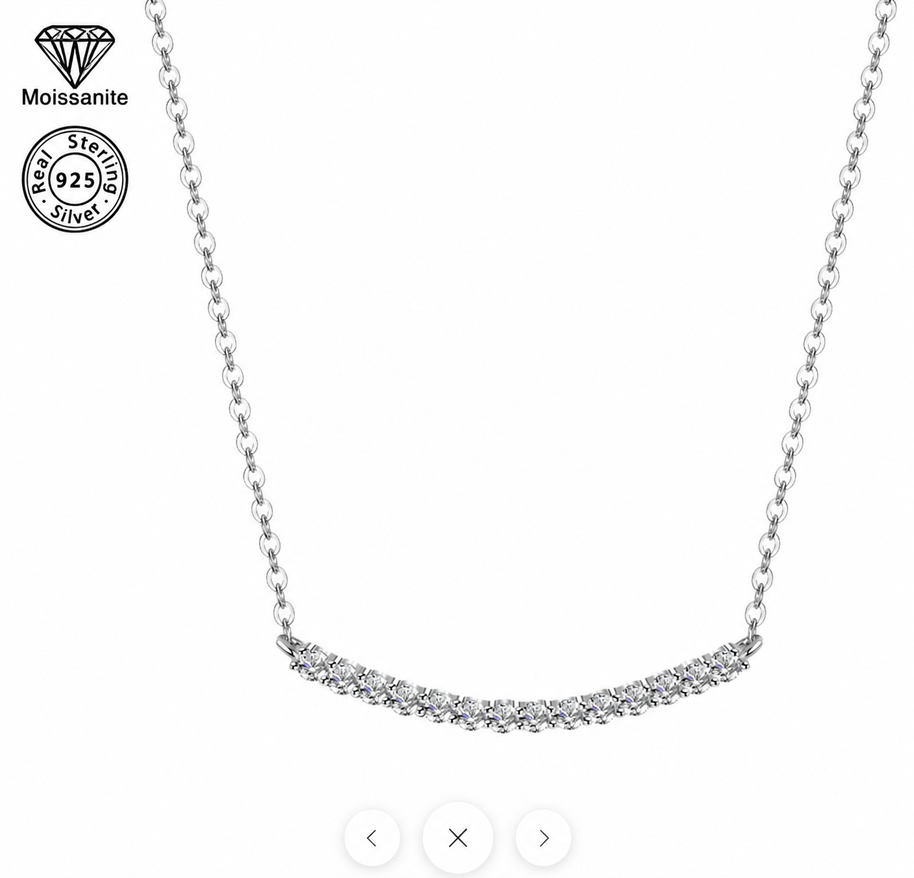Moissanite Curve Bar Necklace-1 Carat | 925 Sterling Silver