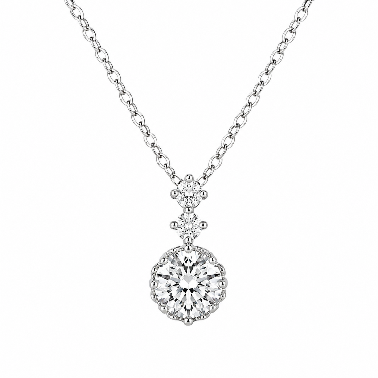 Dainty Drop Round Pendant with Moissanite Stone-1 Carat | 925 Sterling Silver