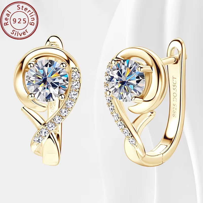 Rose Moissanite Earrings for Women, 925 Sterling Silver Flower Earrings, 1.10CTW Round Cut Moissanite, Elegant Fine Jewelry Gift