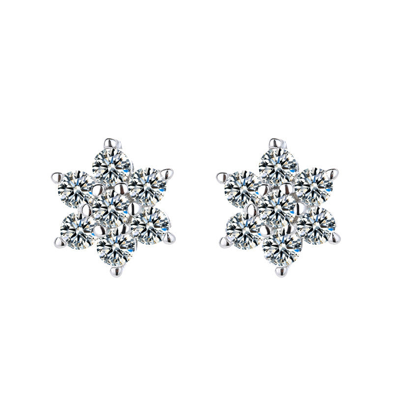 Snowflake CZ Stud Earrings – 925 Sterling Silver