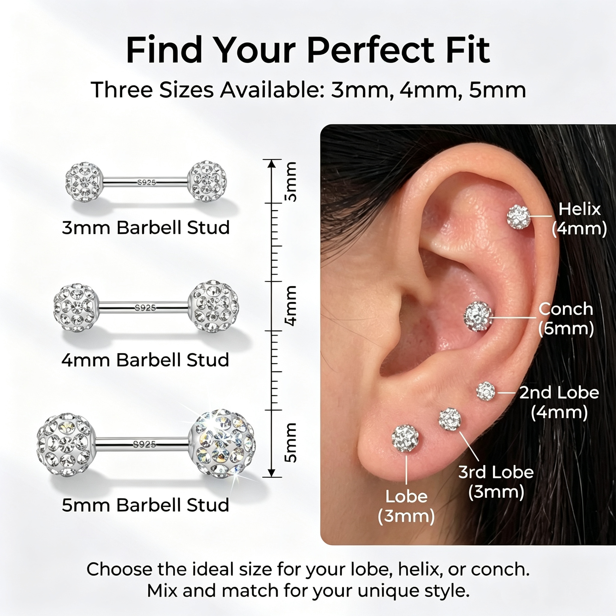 Double Ball Moissanite Stud Earrings for Women, 925 Sterling Silver, Hypoallergenic Everyday Fine Jewelry