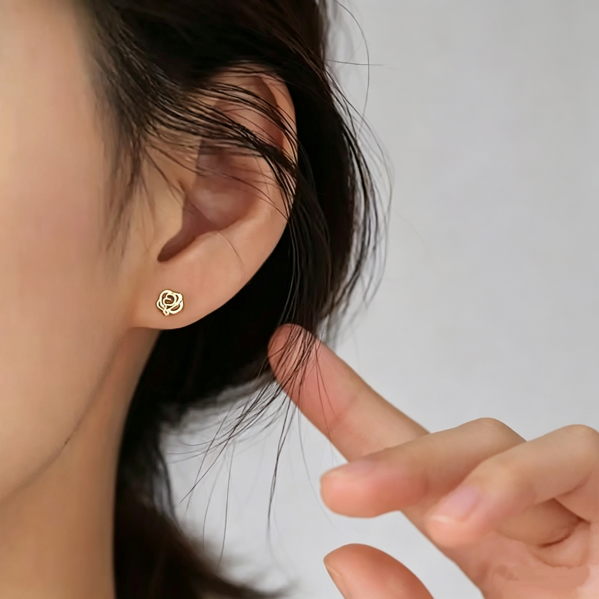 Rose Stud Earrings for Women, 925 Sterling Silver, Hypoallergenic Floral Earrings, Elegant Everyday Jewelry
