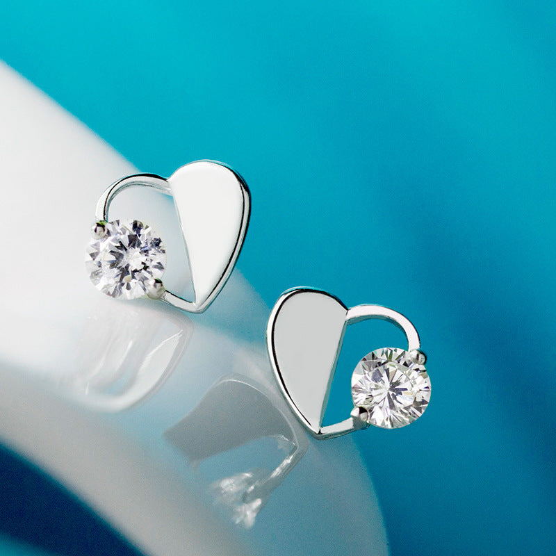 Heart CZ Stud Earrings – 925 Sterling Silver