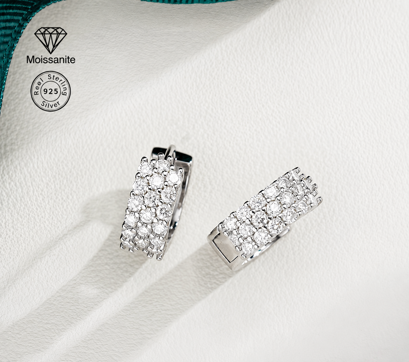 Cluster Pavé Moissanite Hoop Earrings-0.3 Carat | 925 Sterling Silver