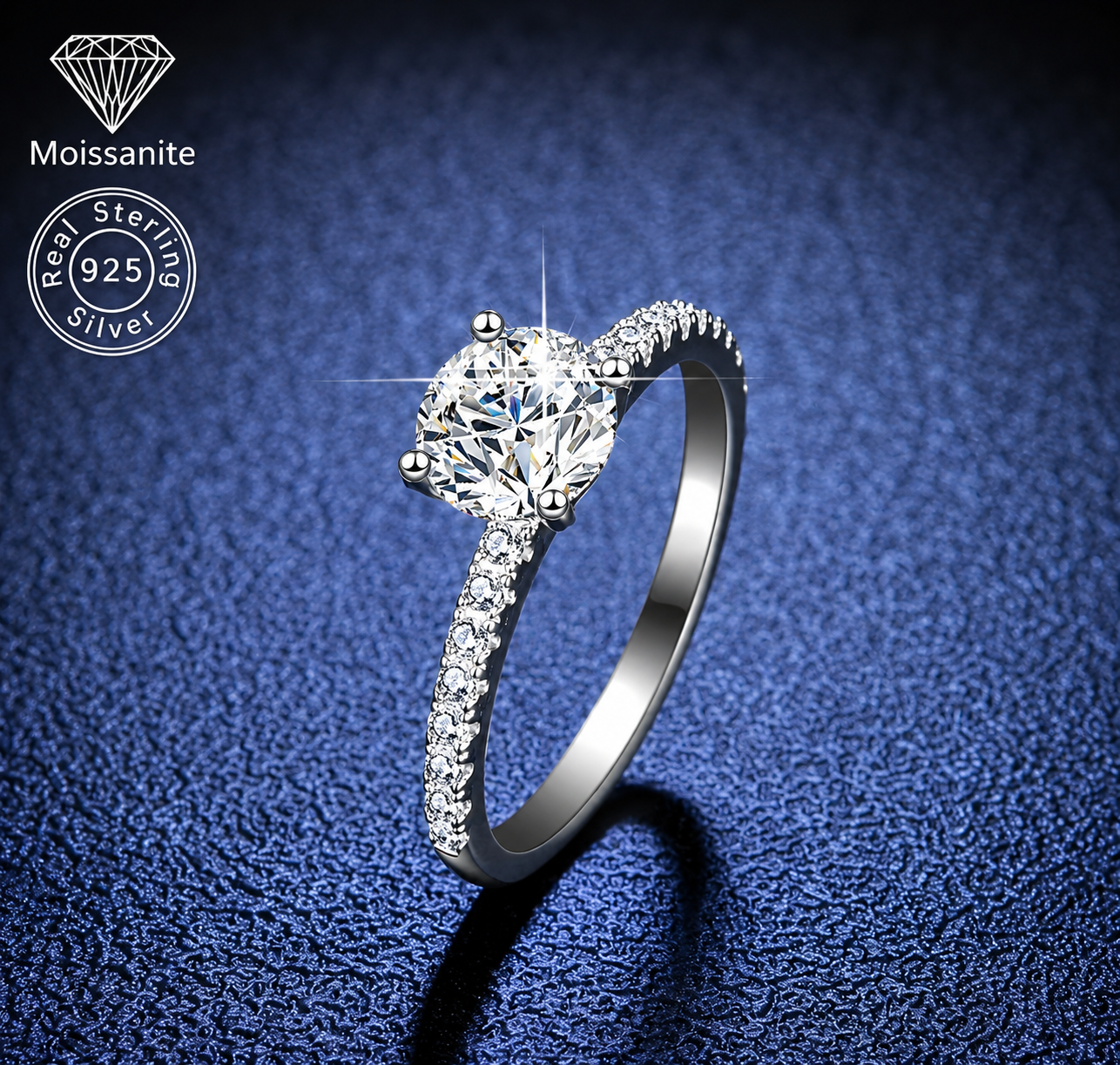 Round Cut Pavé Moissanite Engagement Ring – 1 CARAT / 2 CARAT / 3 CARAT | 925 Sterling Silver