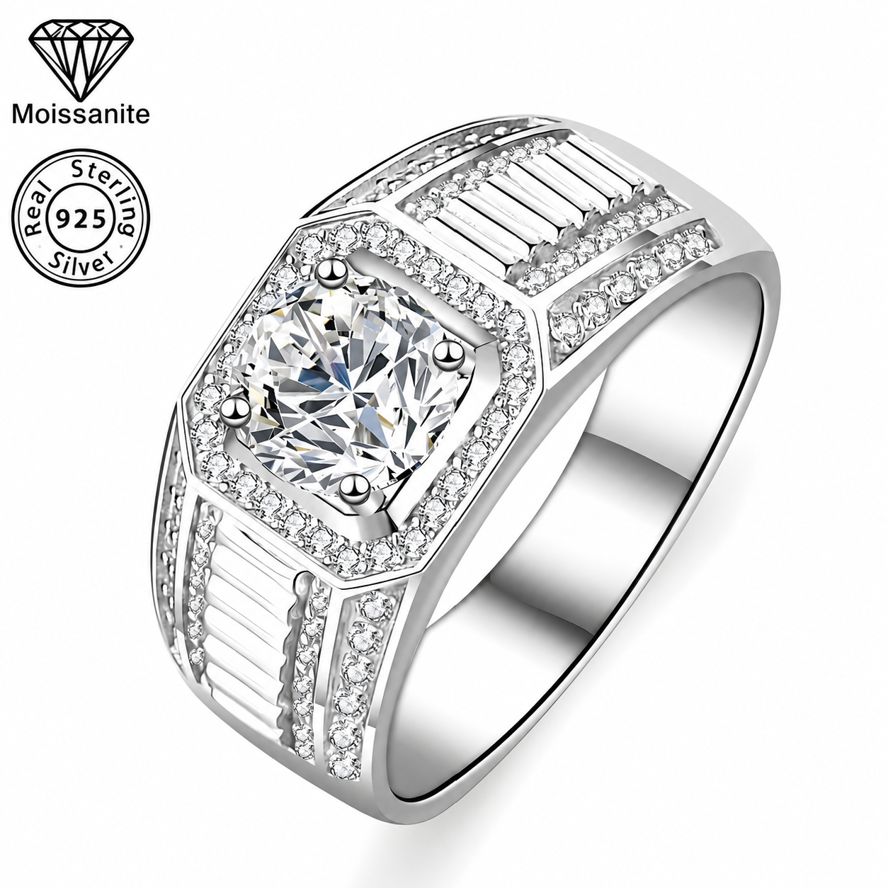 Bold Moissanite Statement Ring – 1 CARAT | 925 Sterling Silver
