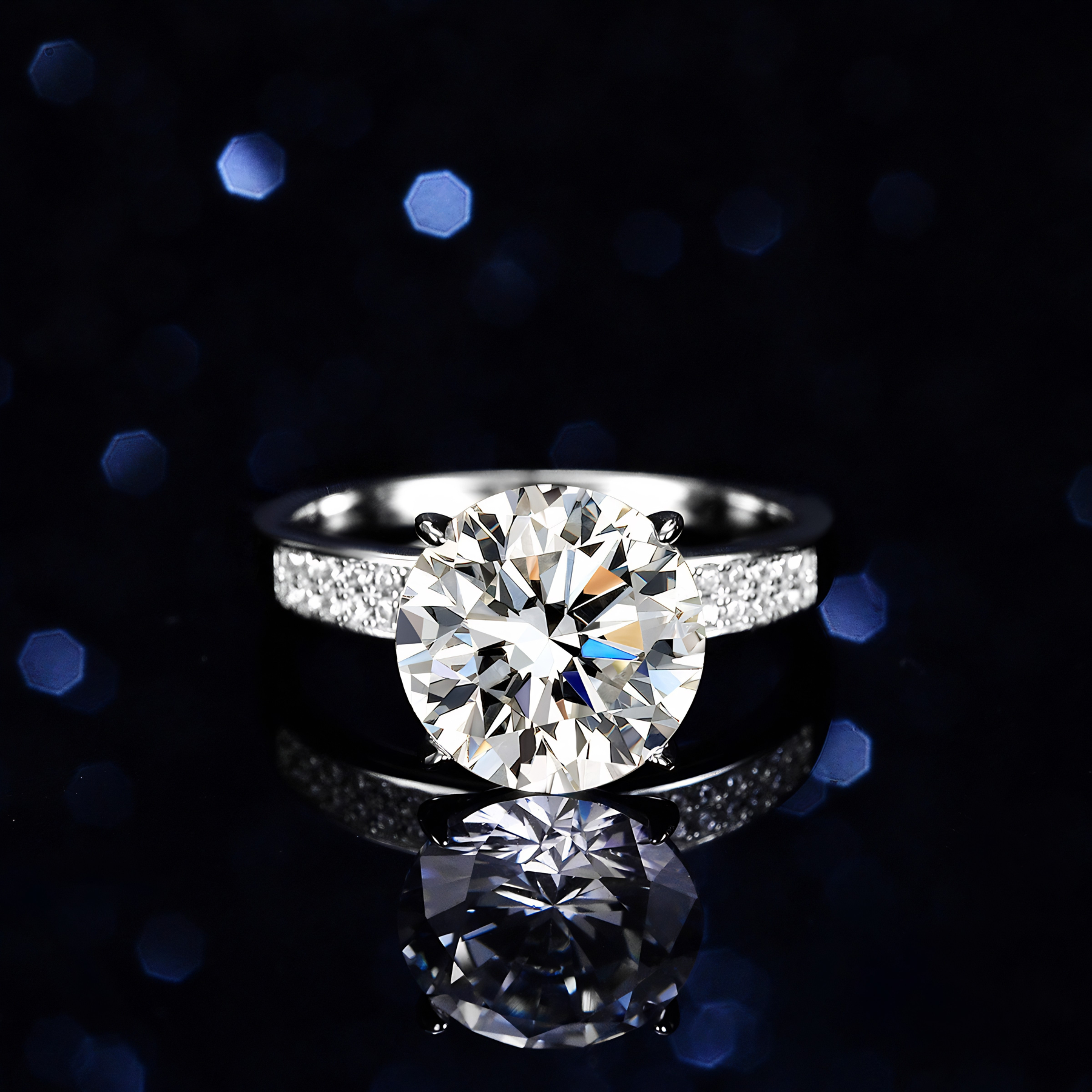 5 Carat Moissanite Engagement Ring – Double Pavé Band | 925 Sterling Silver