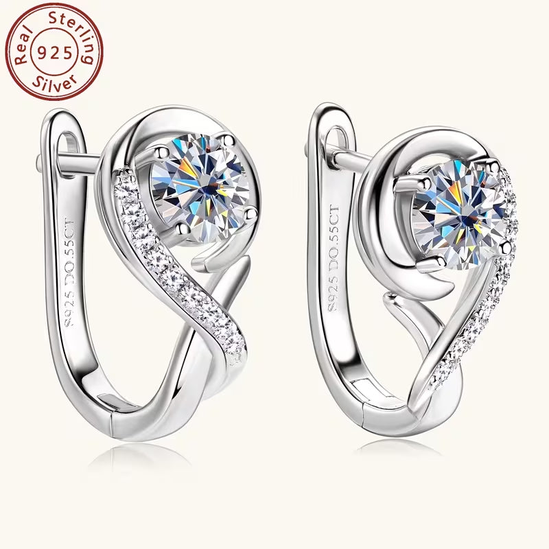 Rose Moissanite Earrings for Women, 925 Sterling Silver Flower Earrings, 1.10CTW Round Cut Moissanite, Elegant Fine Jewelry Gift
