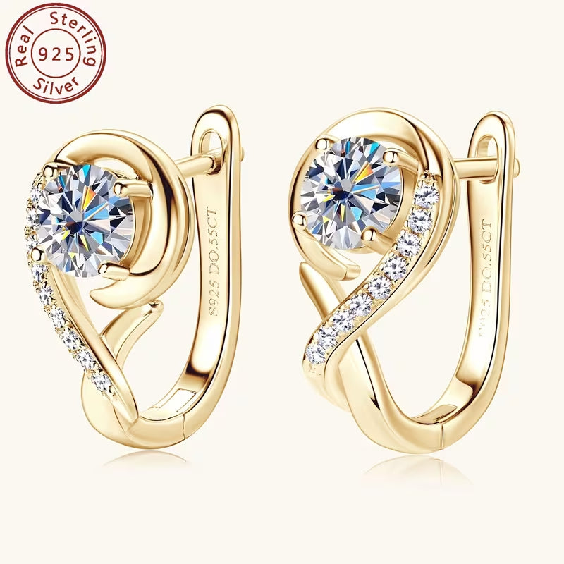 Rose Moissanite Earrings for Women, 925 Sterling Silver Flower Earrings, 1.10CTW Round Cut Moissanite, Elegant Fine Jewelry Gift