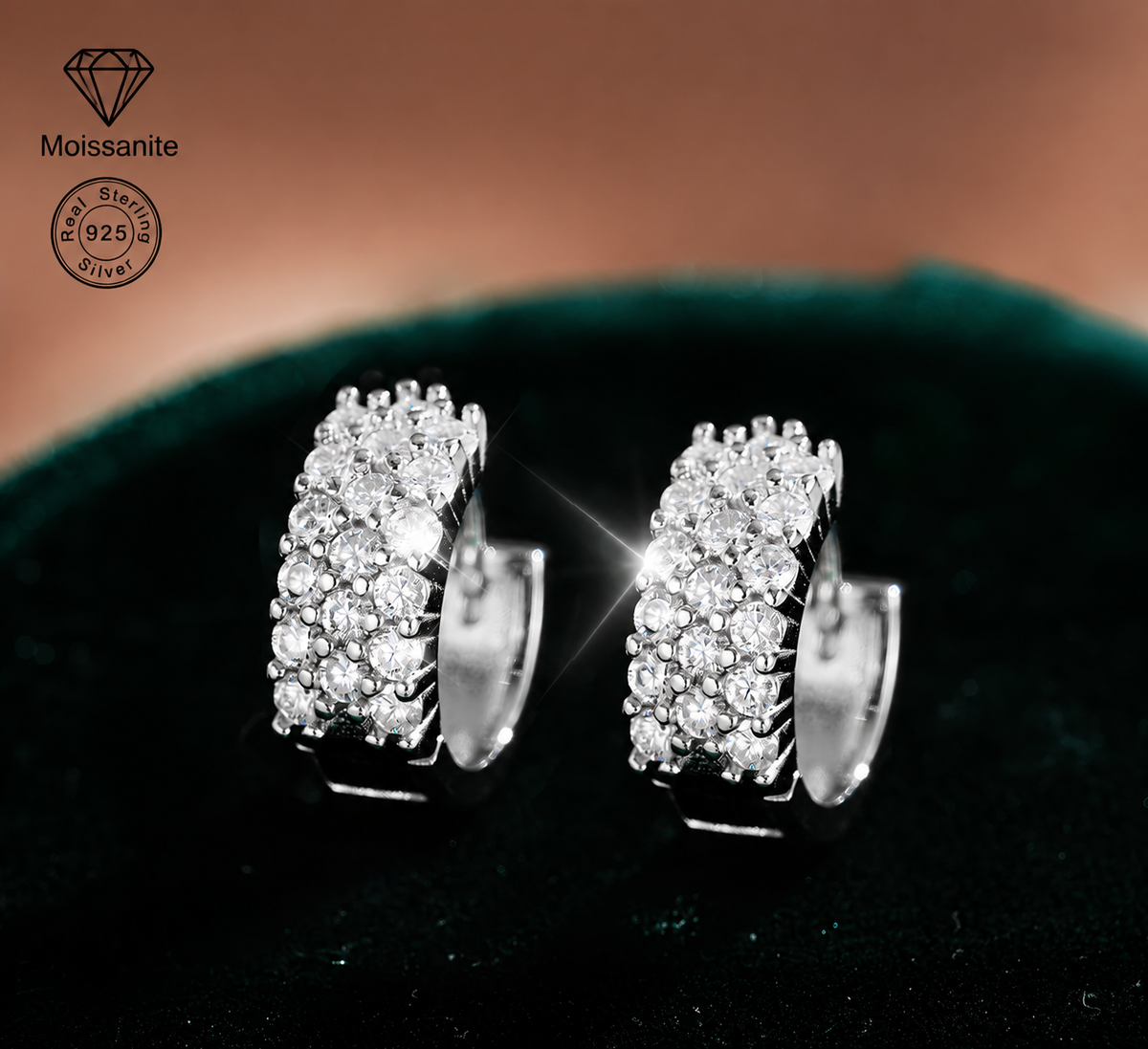 Cluster Pavé Moissanite Hoop Earrings-0.3 Carat | 925 Sterling Silver