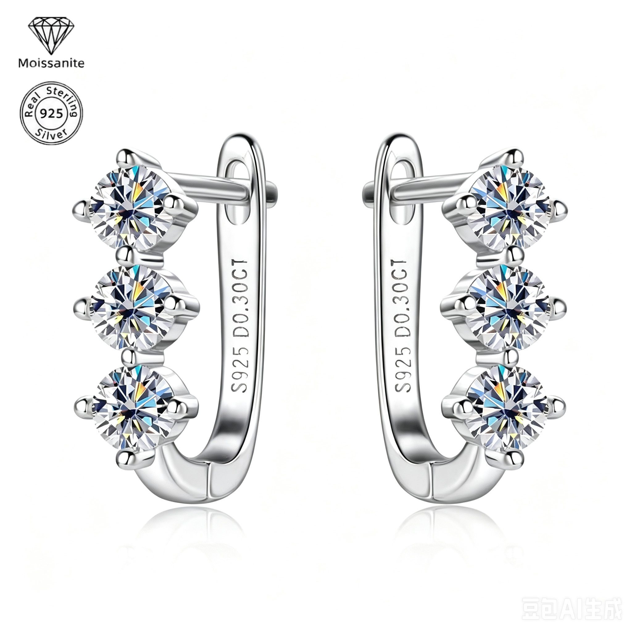 0.6 CARAT Moissanite Hoop Earrings for Women, 925 Sterling Silver Huggie Hoops, Round Cut Moissanite Earrings, Hypoallergenic Fine Jewelry
