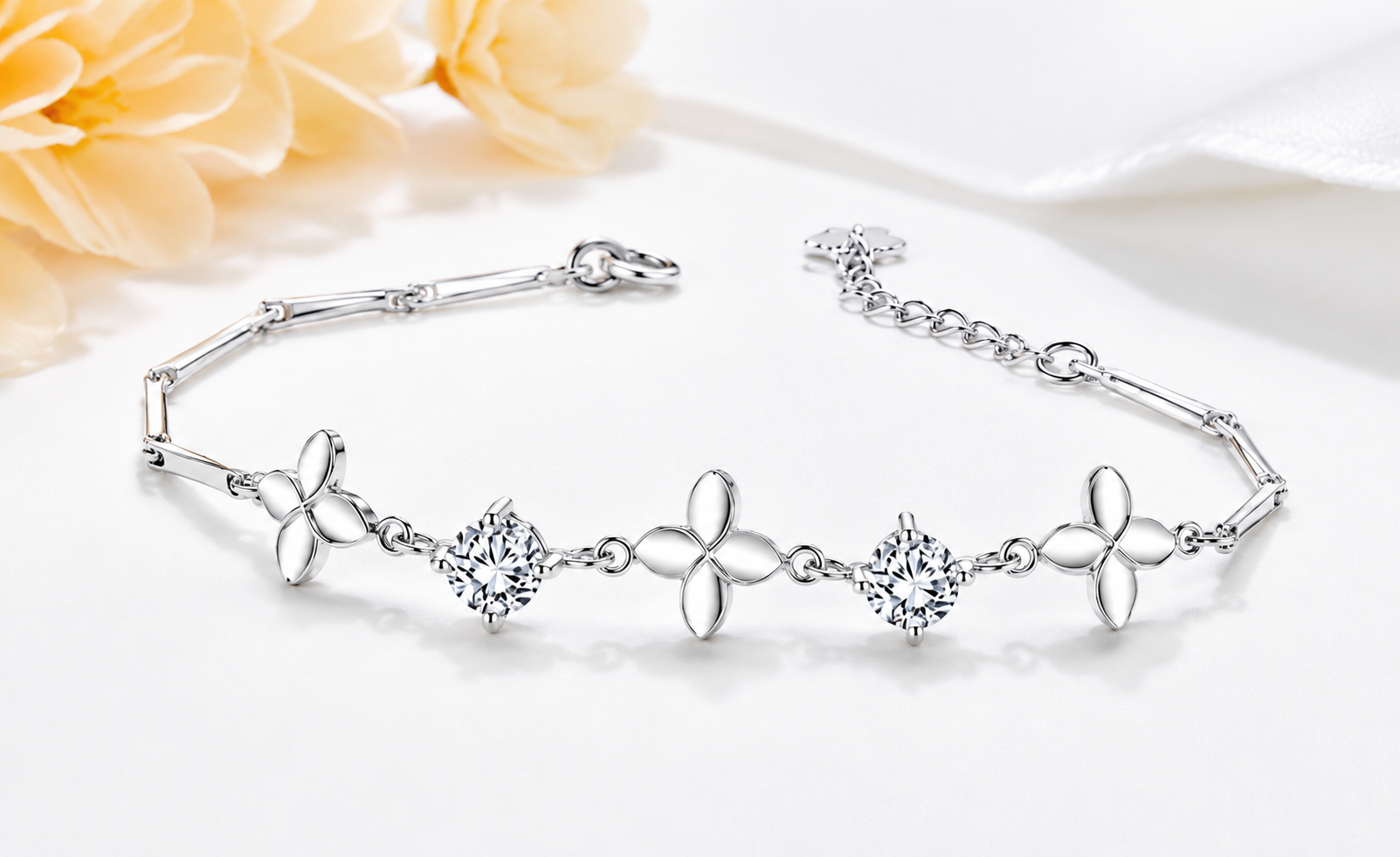 Four-Leaf Clover Bracelet – 925 Sterling Silver