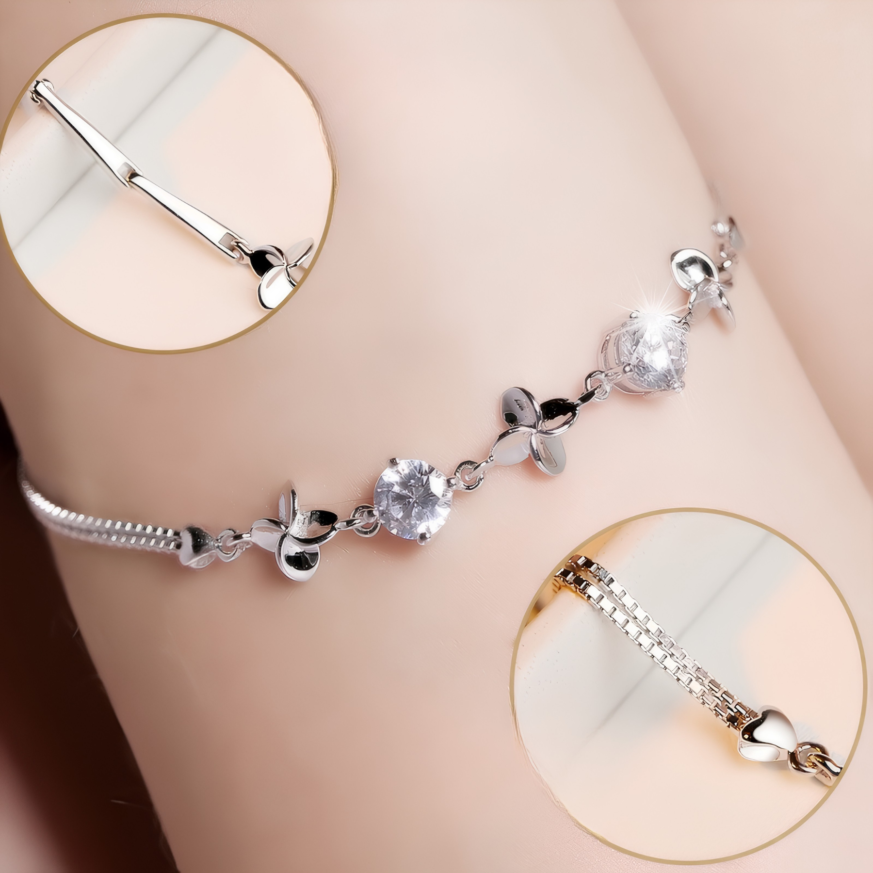 Four-Leaf Clover Bracelet – 925 Sterling Silver